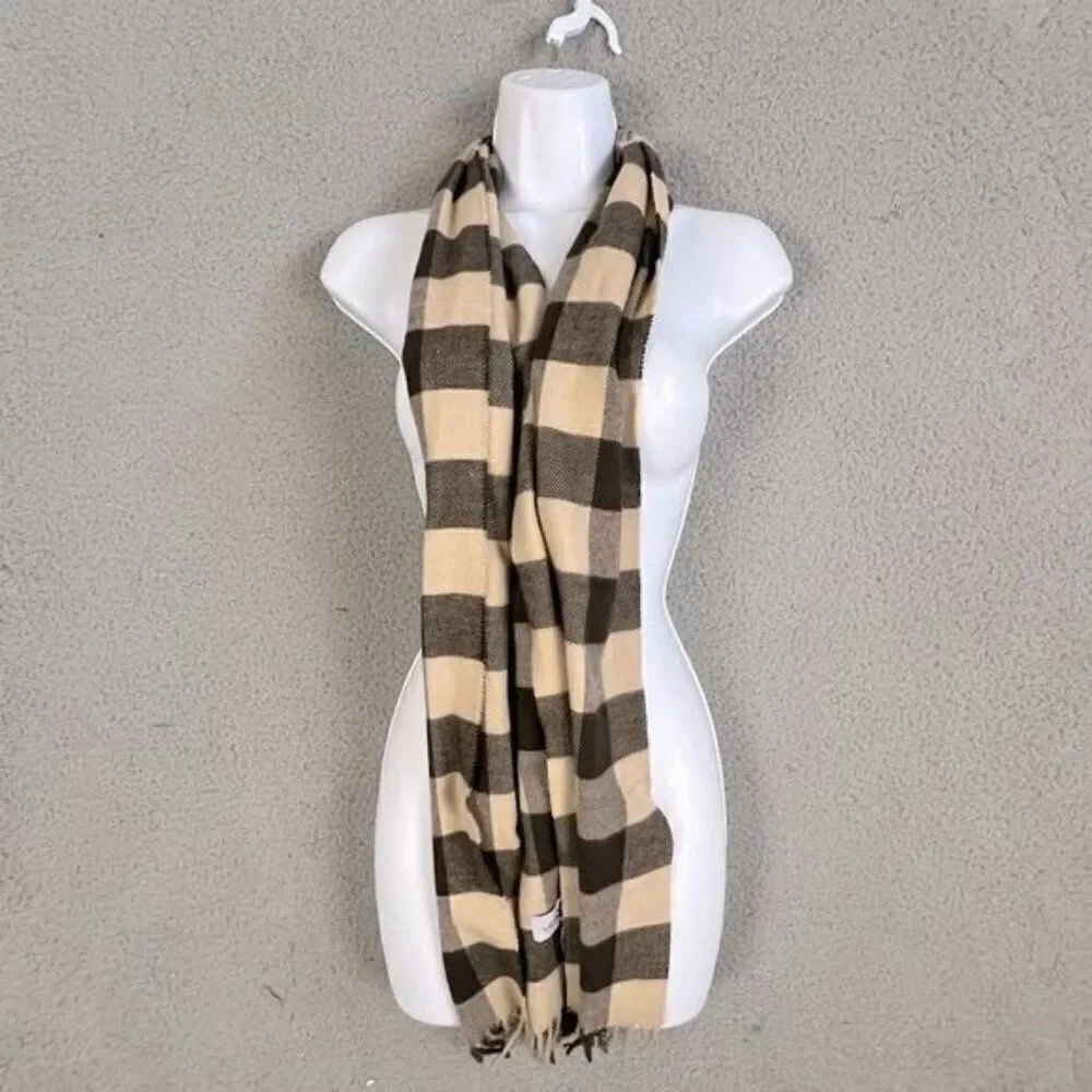 VERONZ MENS ACRYLIC SCARF BROWN AND TAN CHECK